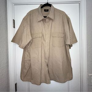 Vintage Route 66 Gingham Plaid Print Button Front Short Sleeve Shirt